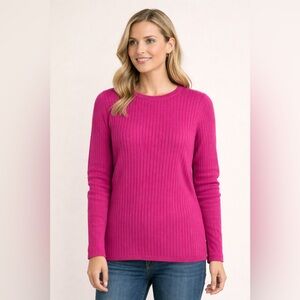 💕 Northern Reflections Ribbed Crewneck Sweater in Magenta Pink